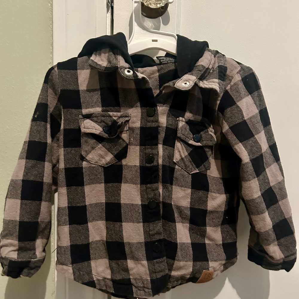 Little Bipsy Black and Gray Plaid Kids Jacket